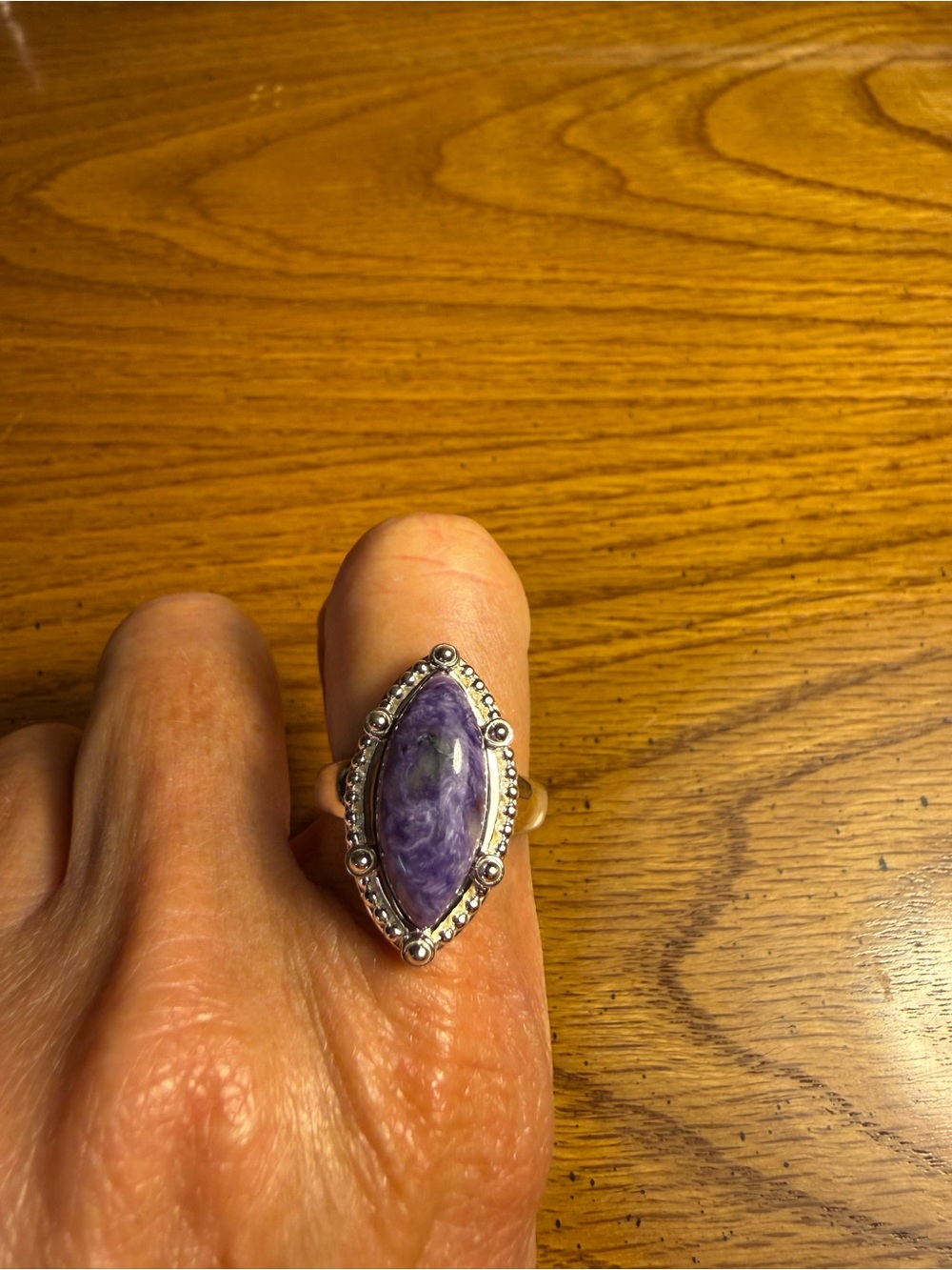 Size 8 Charoite  Marquise Ring